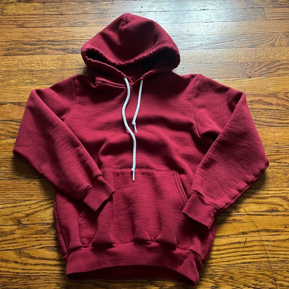 American Apparel Women's XXS F498 Cranberry Red Hoodie Pullover Made in USA